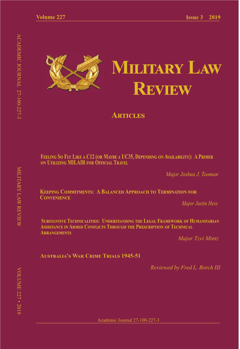 Military Law Review, Volume 227, Issue 3, 2019