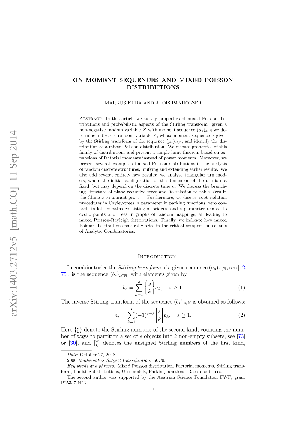 On Moment Sequences and Mixed Poisson Distributions