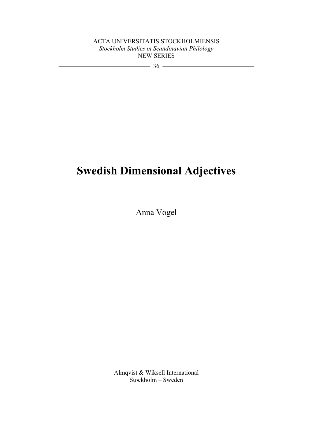 Swedish Dimensional Adjectives