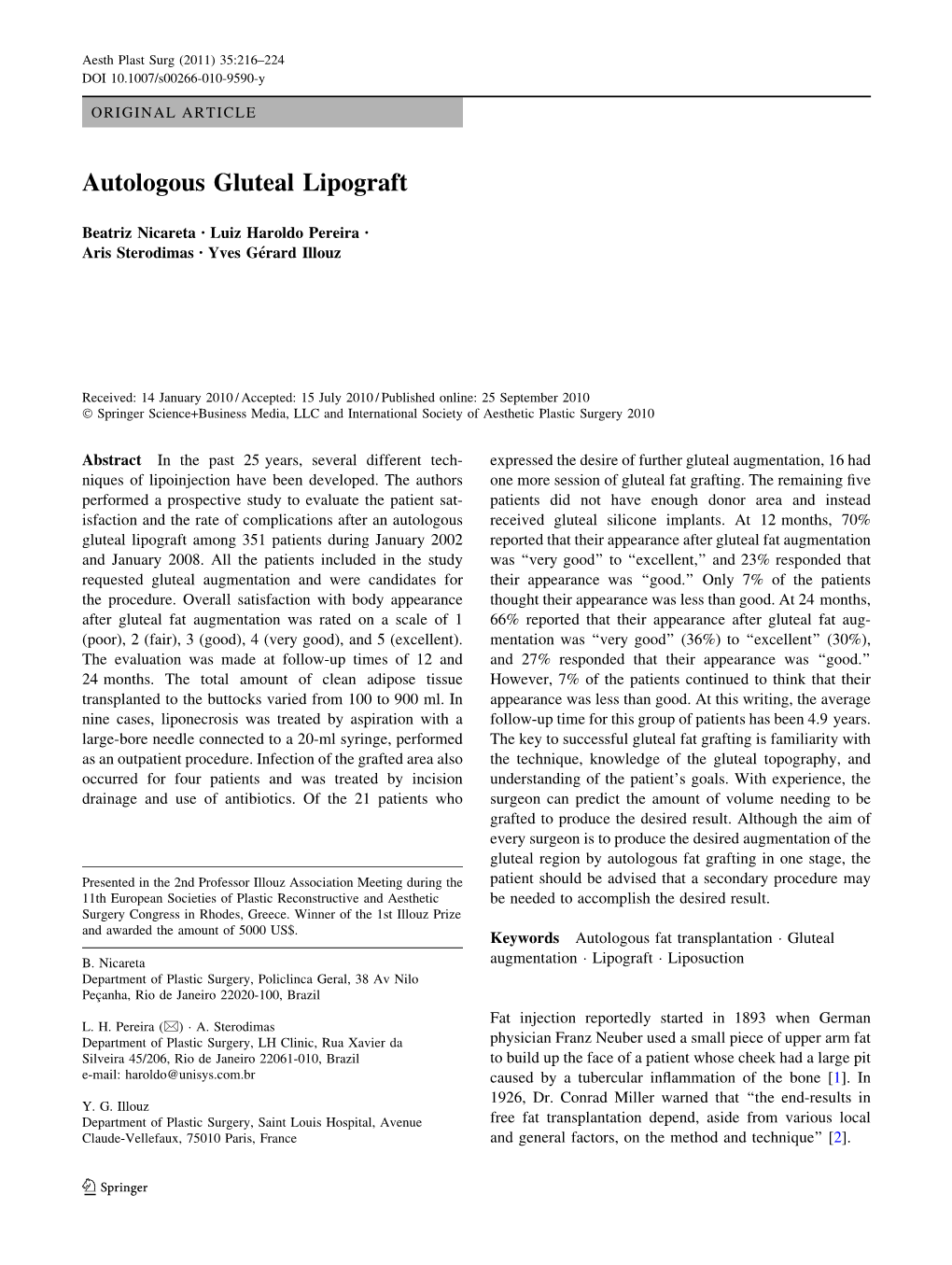 Autologous Gluteal Lipograft