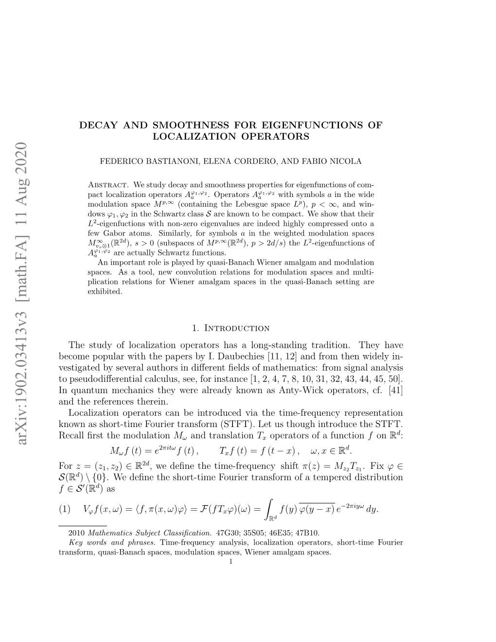 Arxiv:1902.03413V3 [Math.FA]