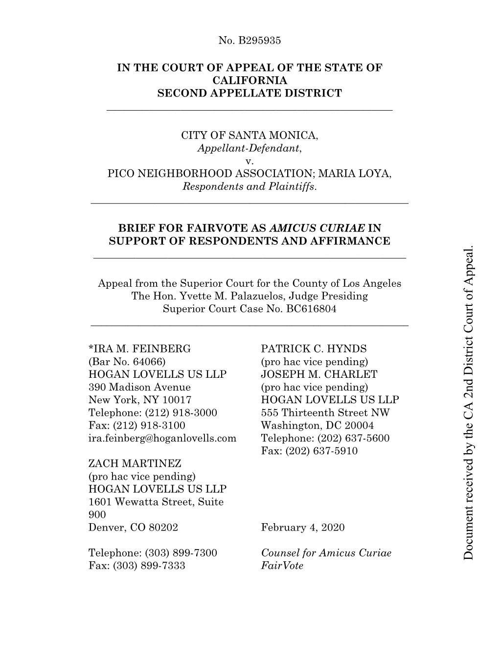 Document Received by the CA 2Nd District Court of Appeal