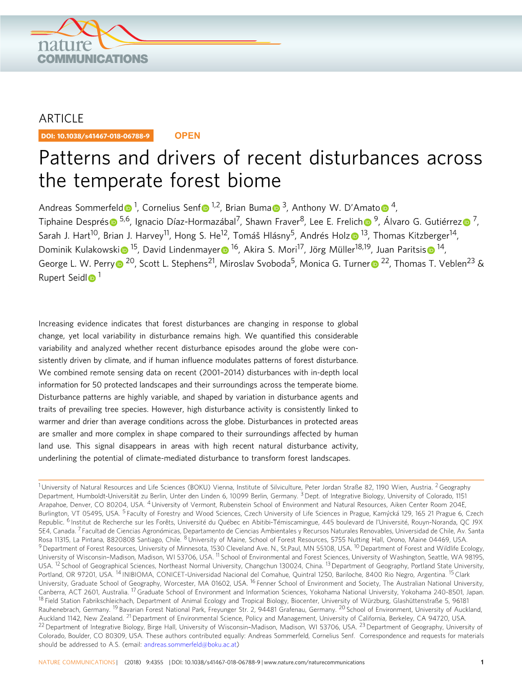 Patterns and Drivers of Recent Disturbances Across the Temperate Forest Biome