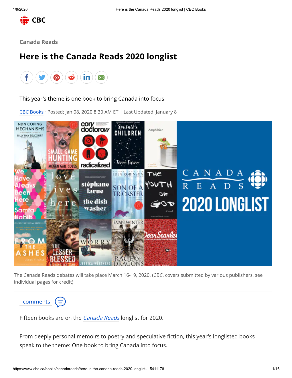 Here Is the Canada Reads 2020 Longlist | CBC Books CBC