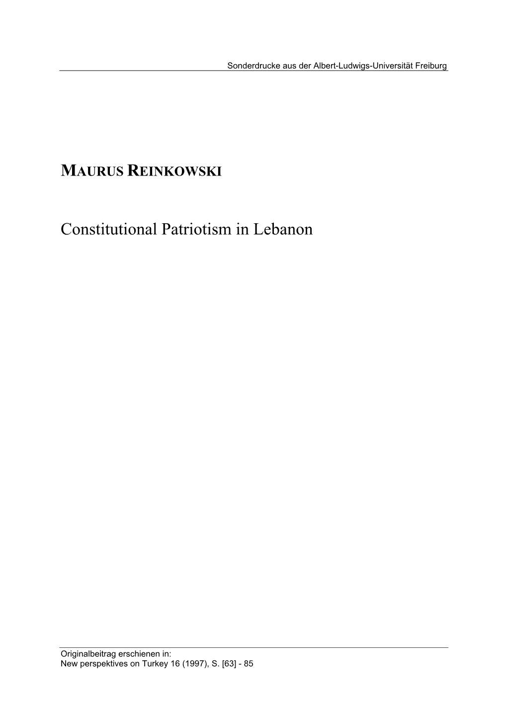 Constitutional Patriotism in Lebanon