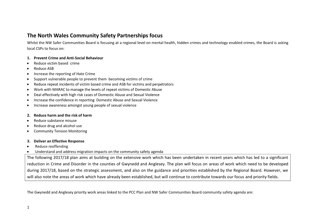 The North Wales Community Safety Partnerships Focus