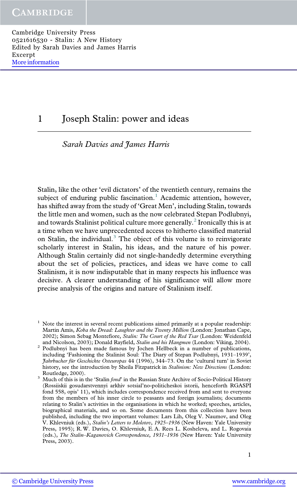 1 Joseph Stalin: Power and Ideas