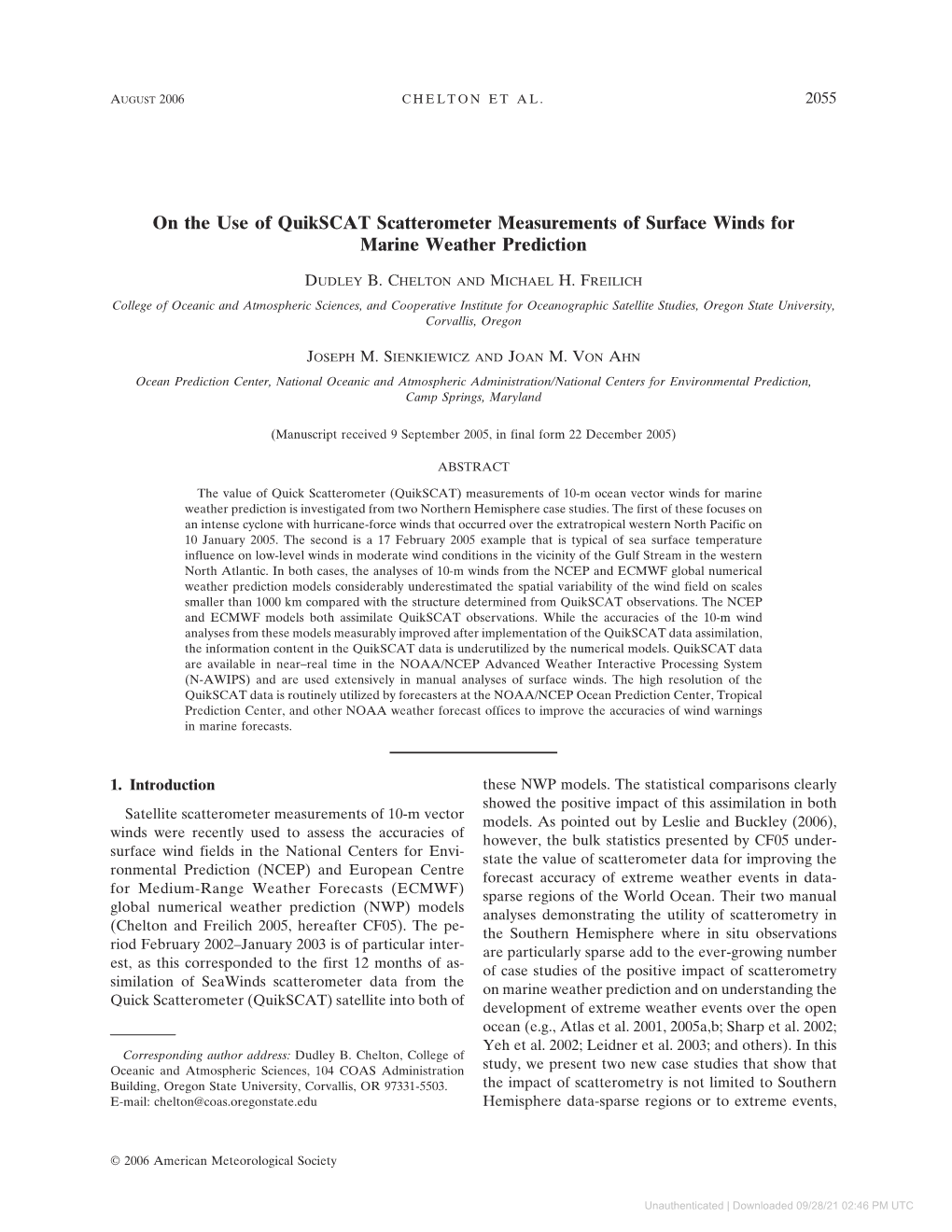 On the Use of Quikscat Scatterometer Measurements of Surface Winds for Marine Weather Prediction