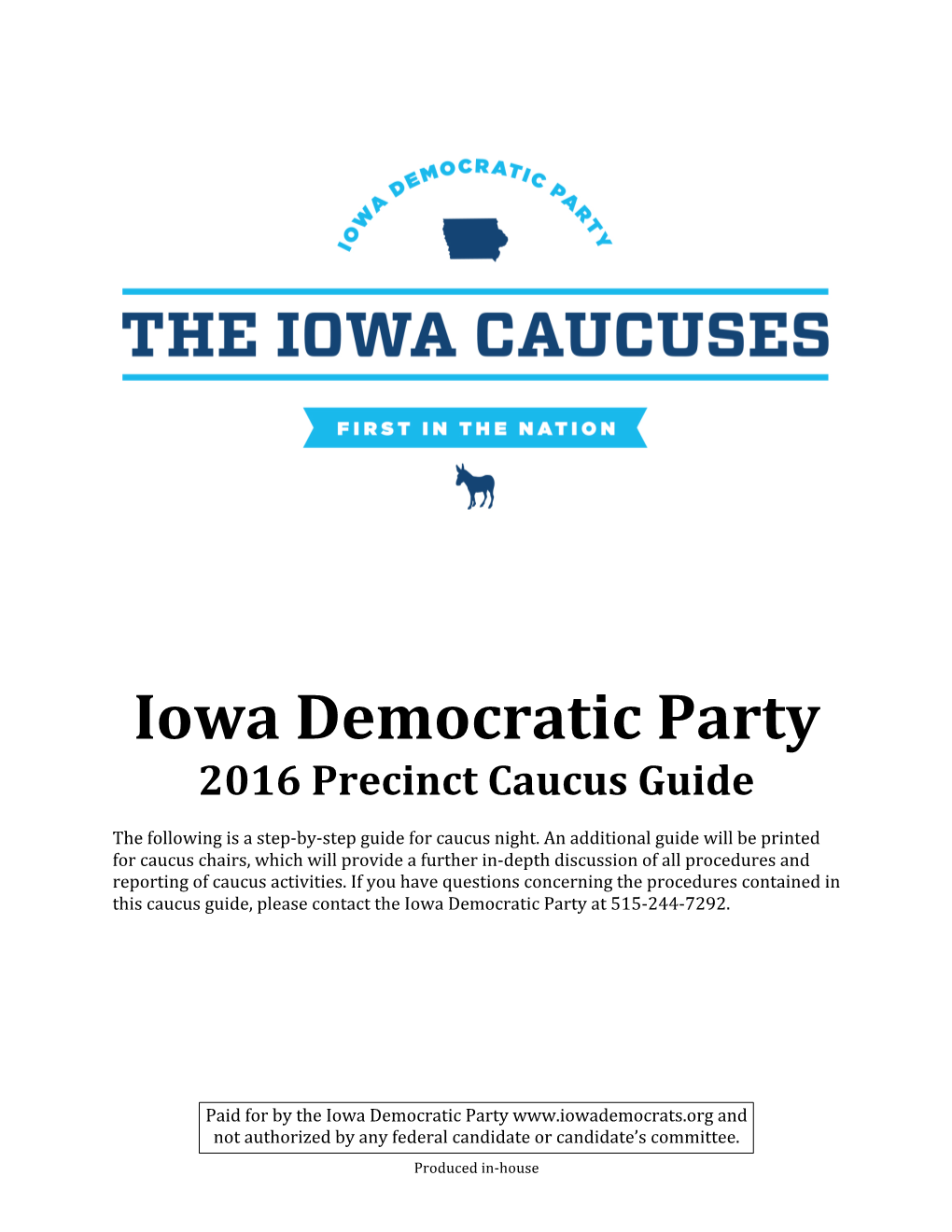 Iowa Democratic Party 2016 Precinct Caucus Guide