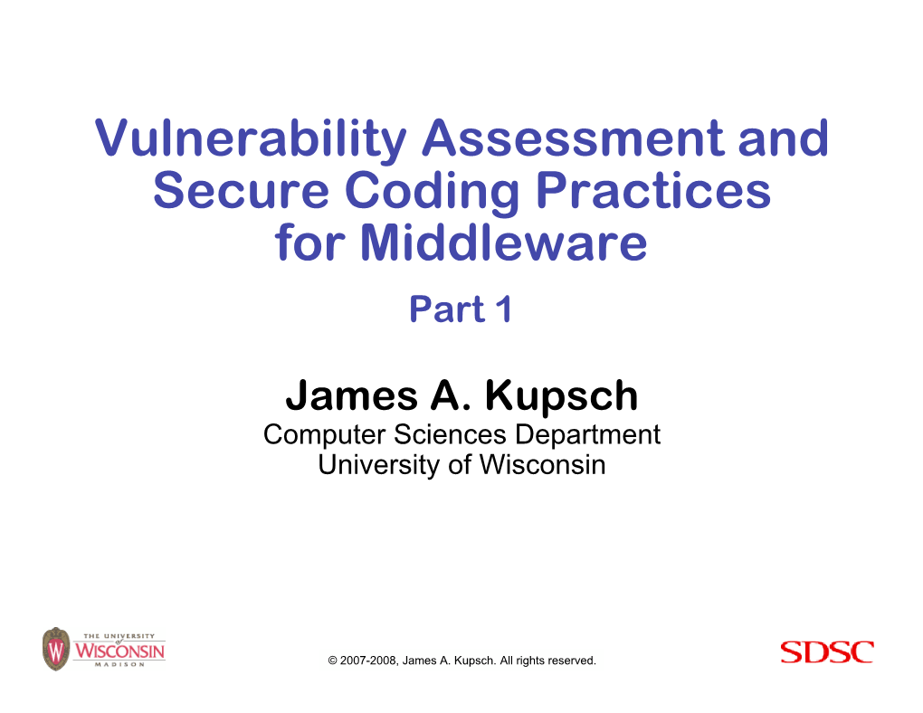 Vulnerability Assessment and Secure Coding Practices for Middleware Part 1