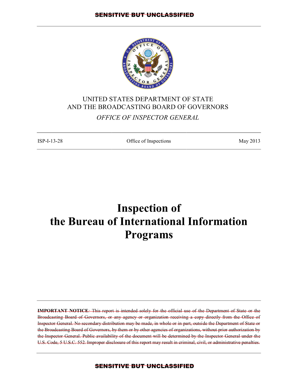 Inspection of the Bureau of International Information Programs