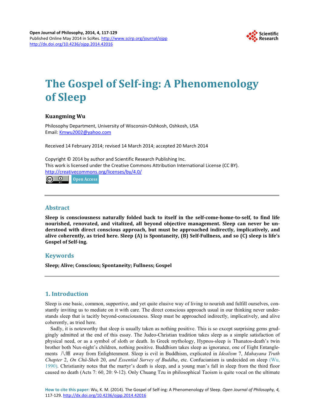 A Phenomenology of Sleep