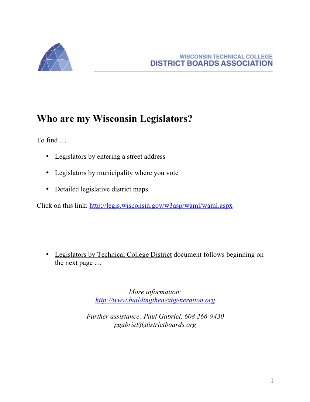 Who Are My Wisconsin Legislators?