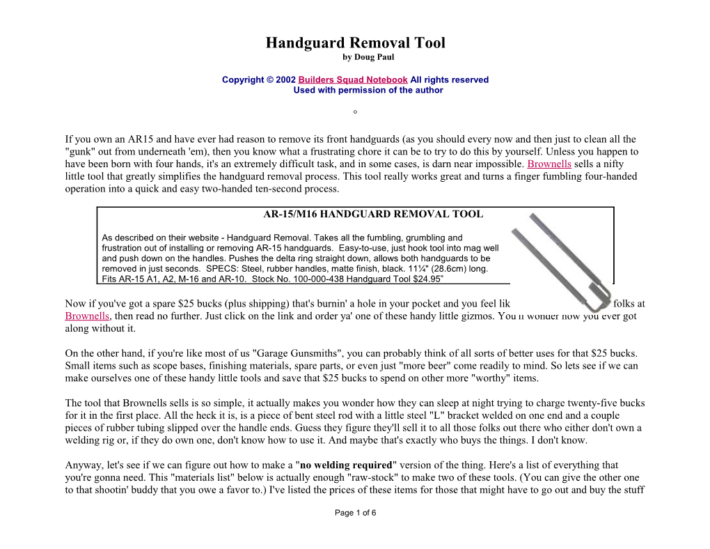 Handguard Removal Tool