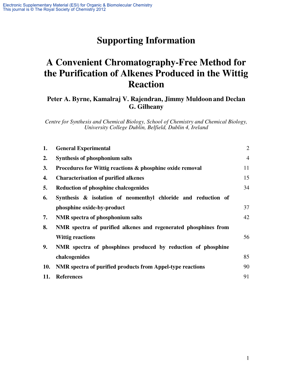 Supporting Information a Convenient Chromatography-Free Method For