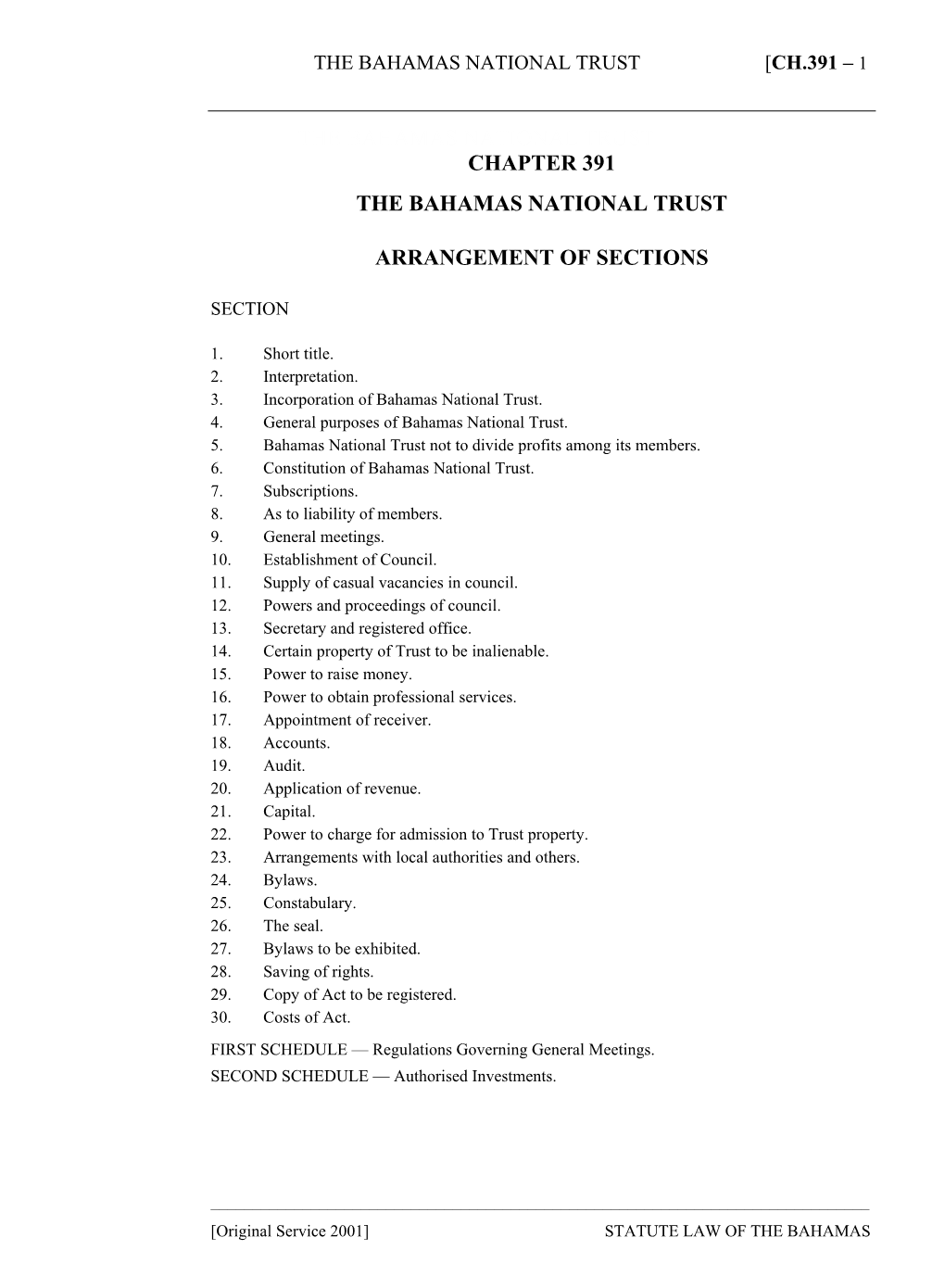 Bahamas National Trust [Ch.391 – 1
