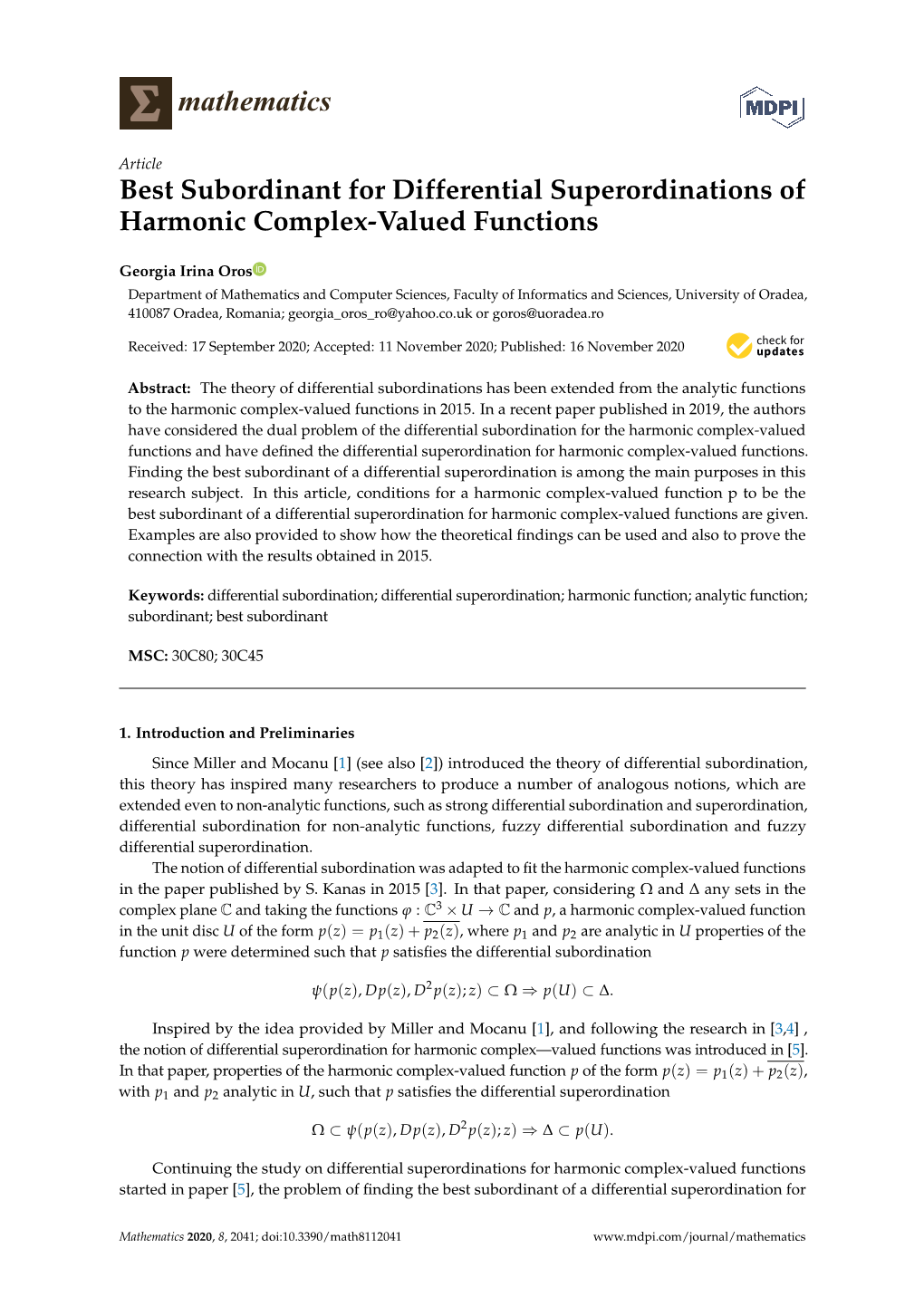 Best Subordinant for Differential Superordinations of Harmonic Complex-Valued Functions