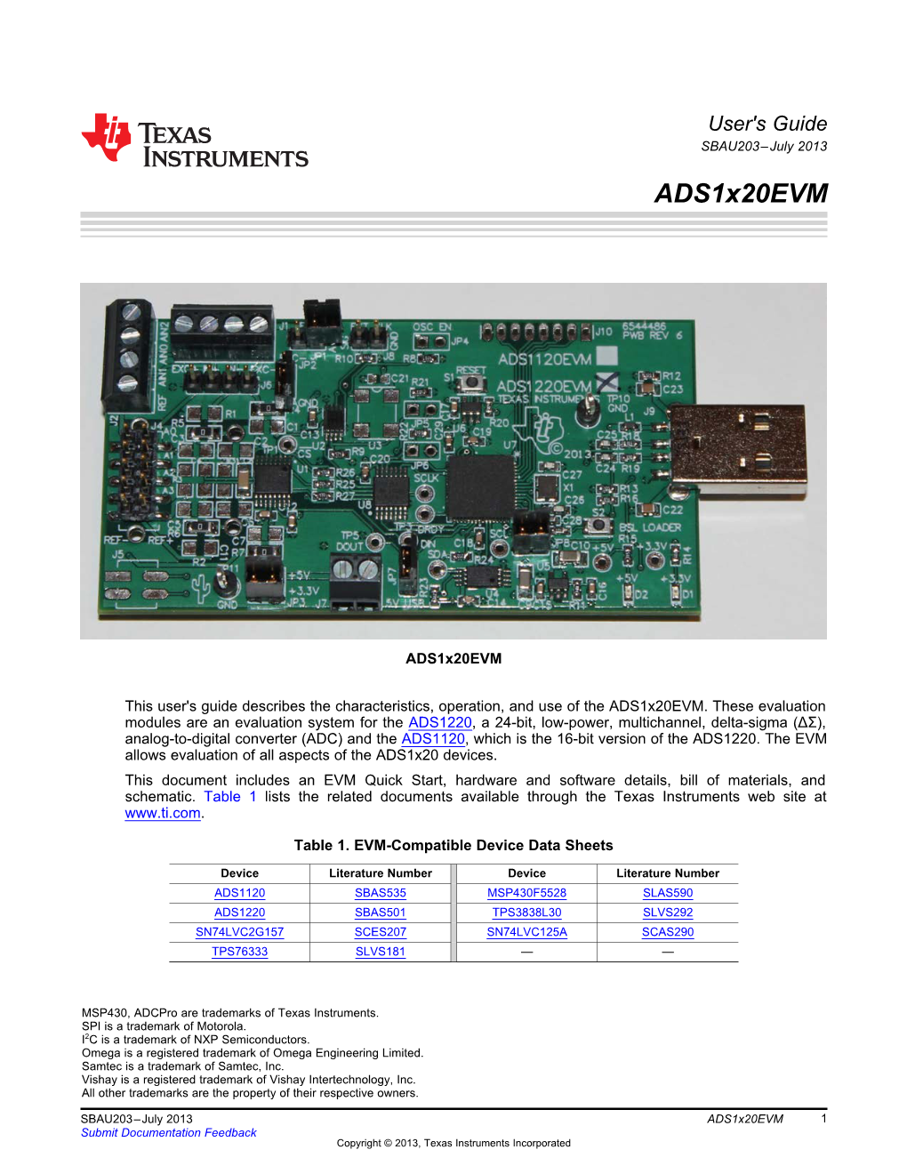 Ads1x20evm User's Guide