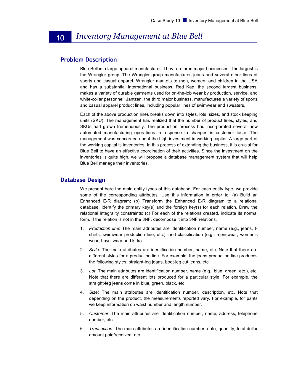 Case Study 10 Inventory Management at Blue Bell