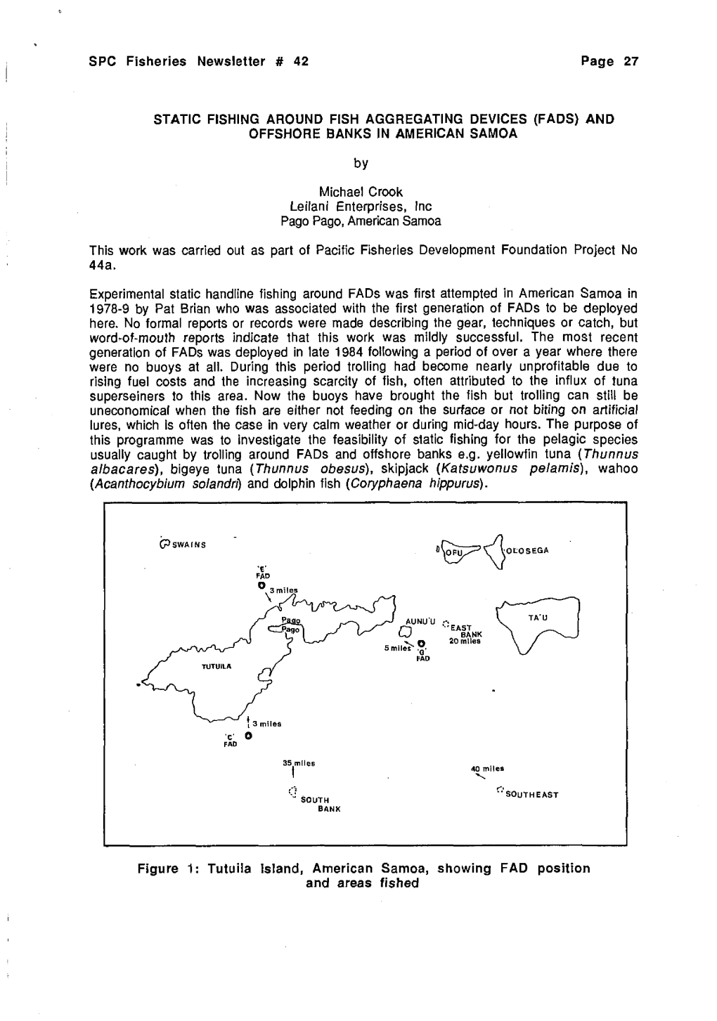 Static Fishing Around Fish Aggregating Devices (Fads) and Offshore Banks