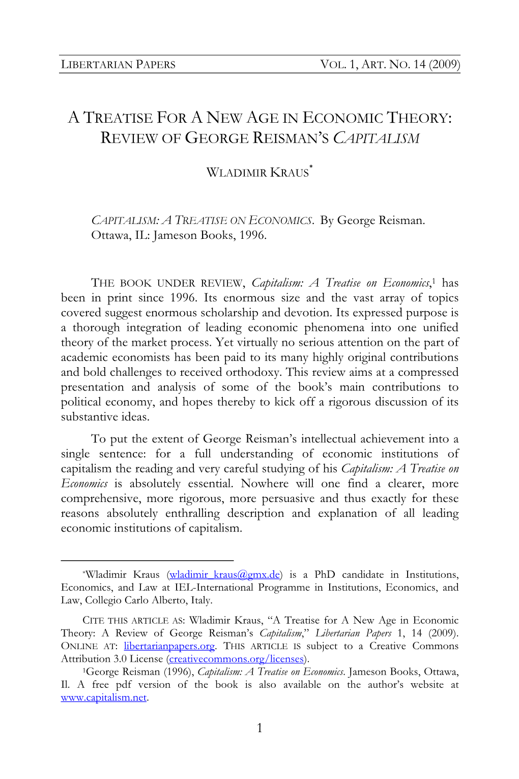 Review of George Reisman's Capitalism