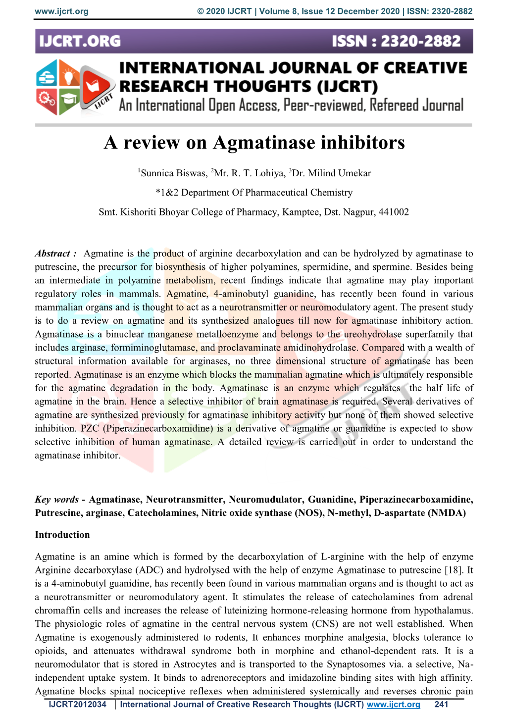 A Review on Agmatinase Inhibitors