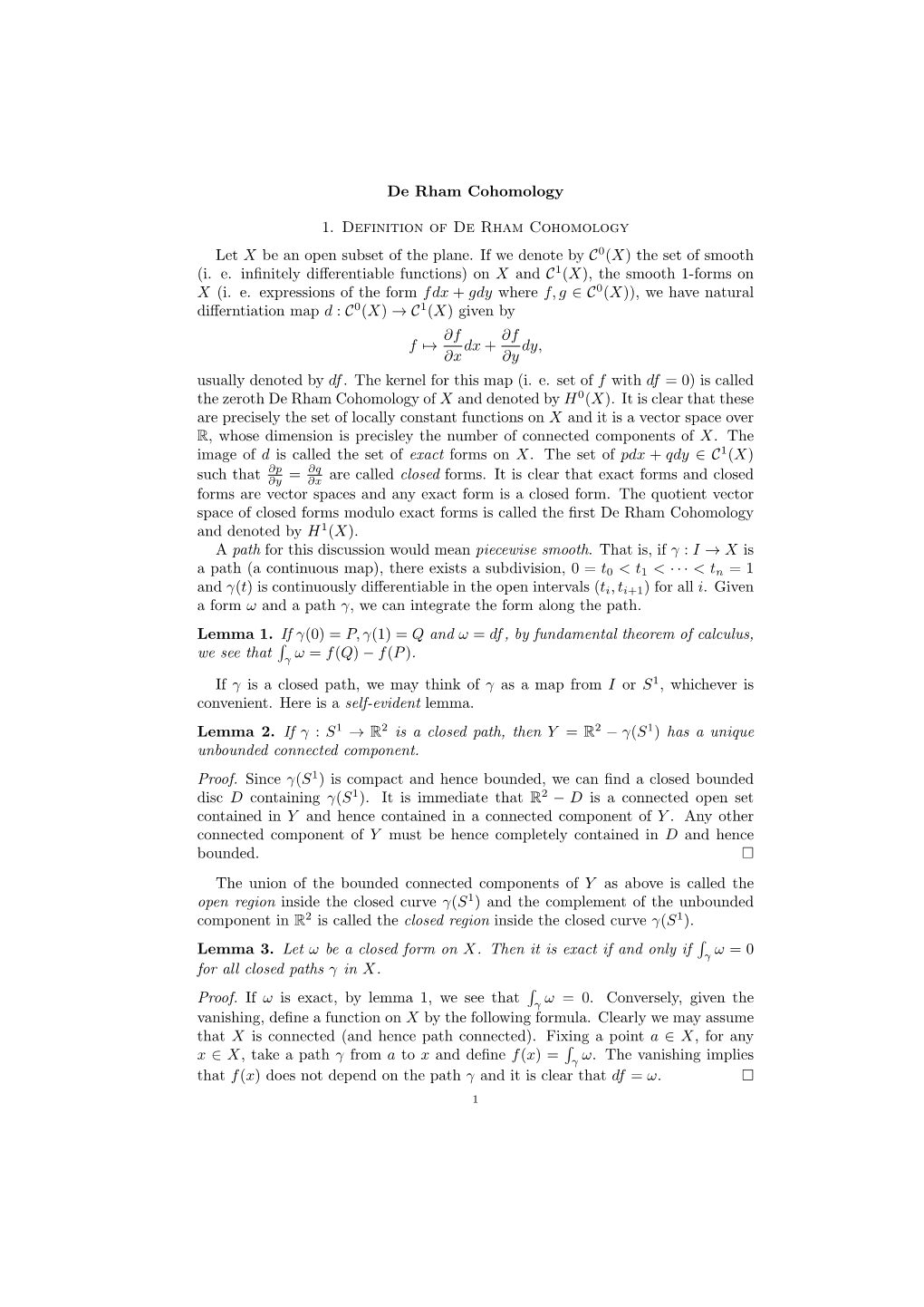 De Rham Cohomology