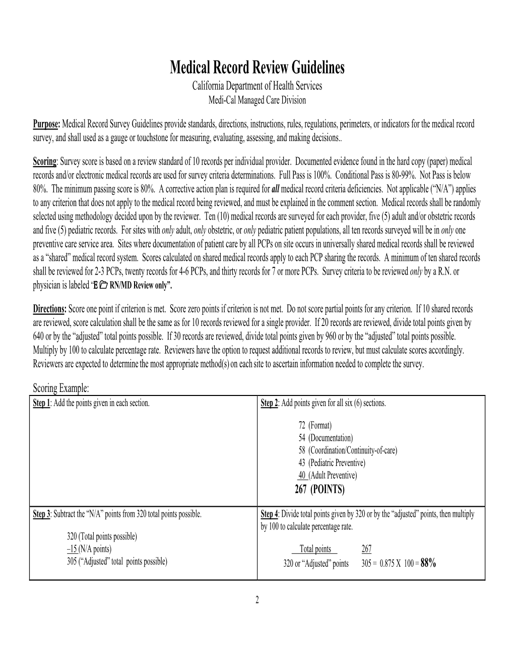 Medical Record Review Guidelines California Department of Health Services Medi-Cal Managed Care Division