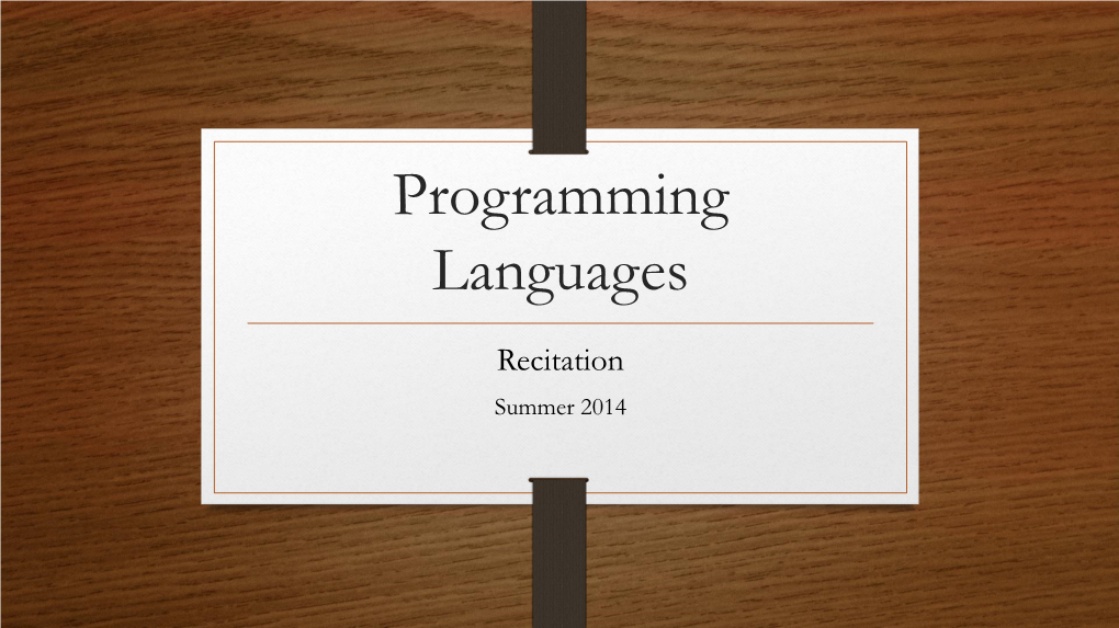 Programming Languages