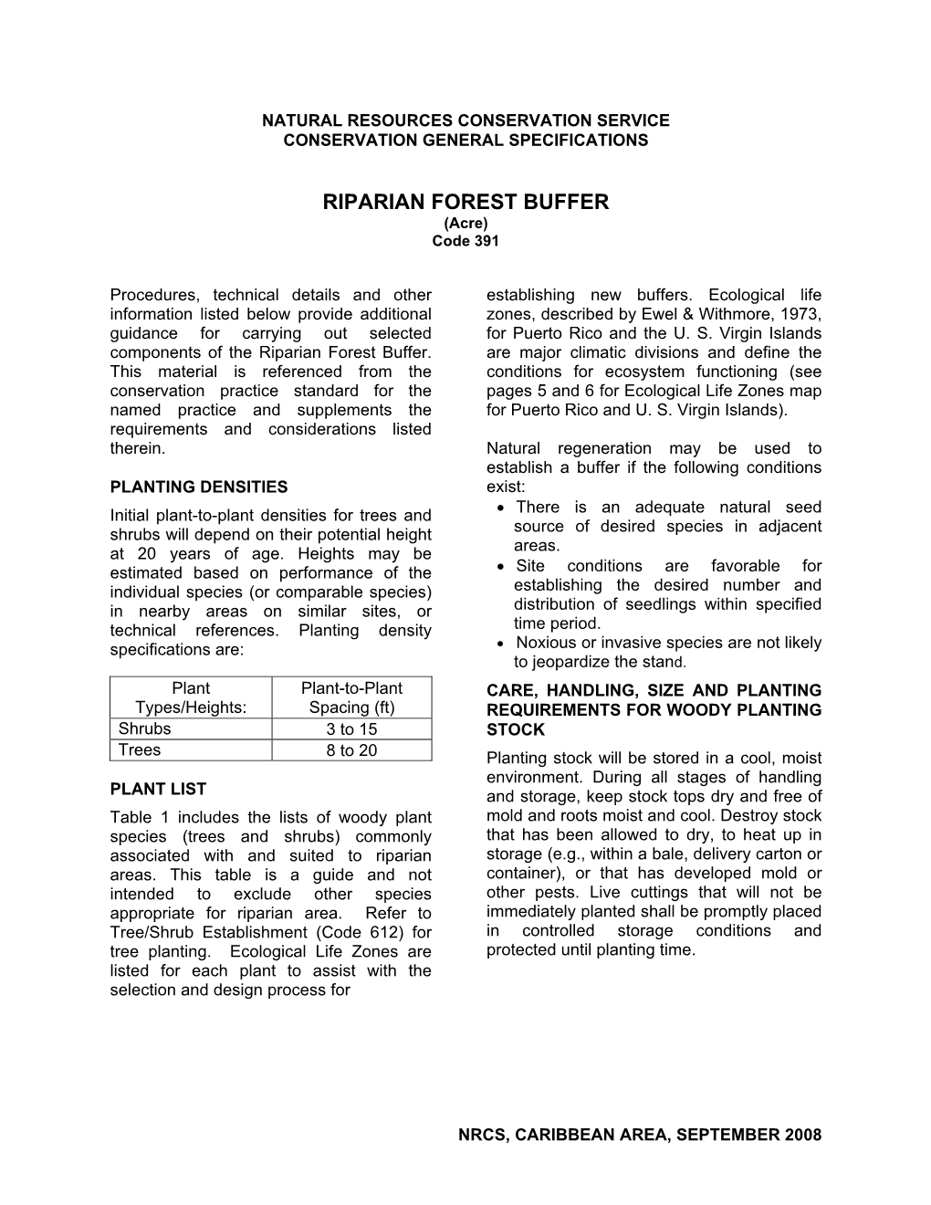 Natural Resources Conservation Service Conservation General Specifications