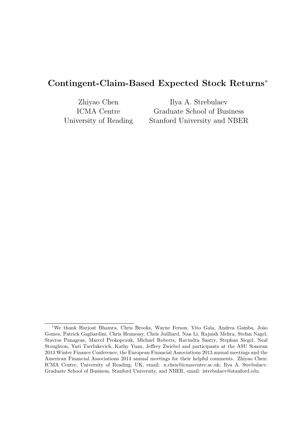 Contingent-Claim-Based Expected Stock Returns∗