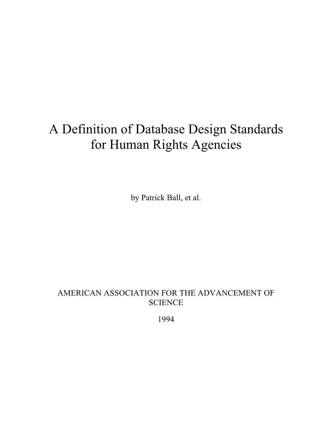 A Definition of Database Design Standards for Human Rights Agencies