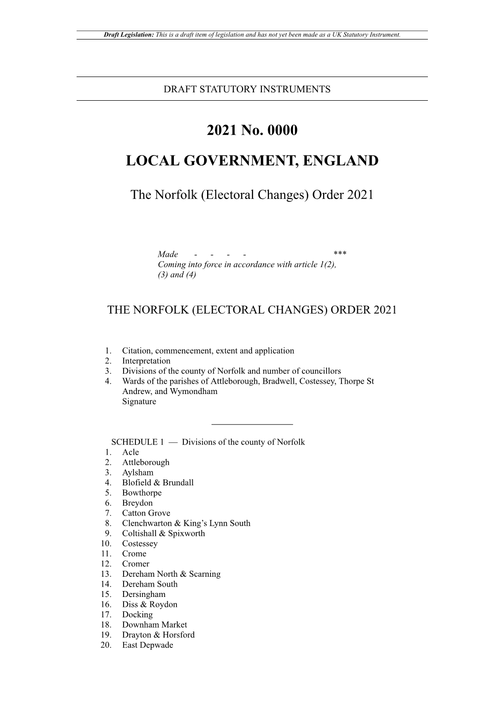 The Norfolk (Electoral Changes) Order 2021