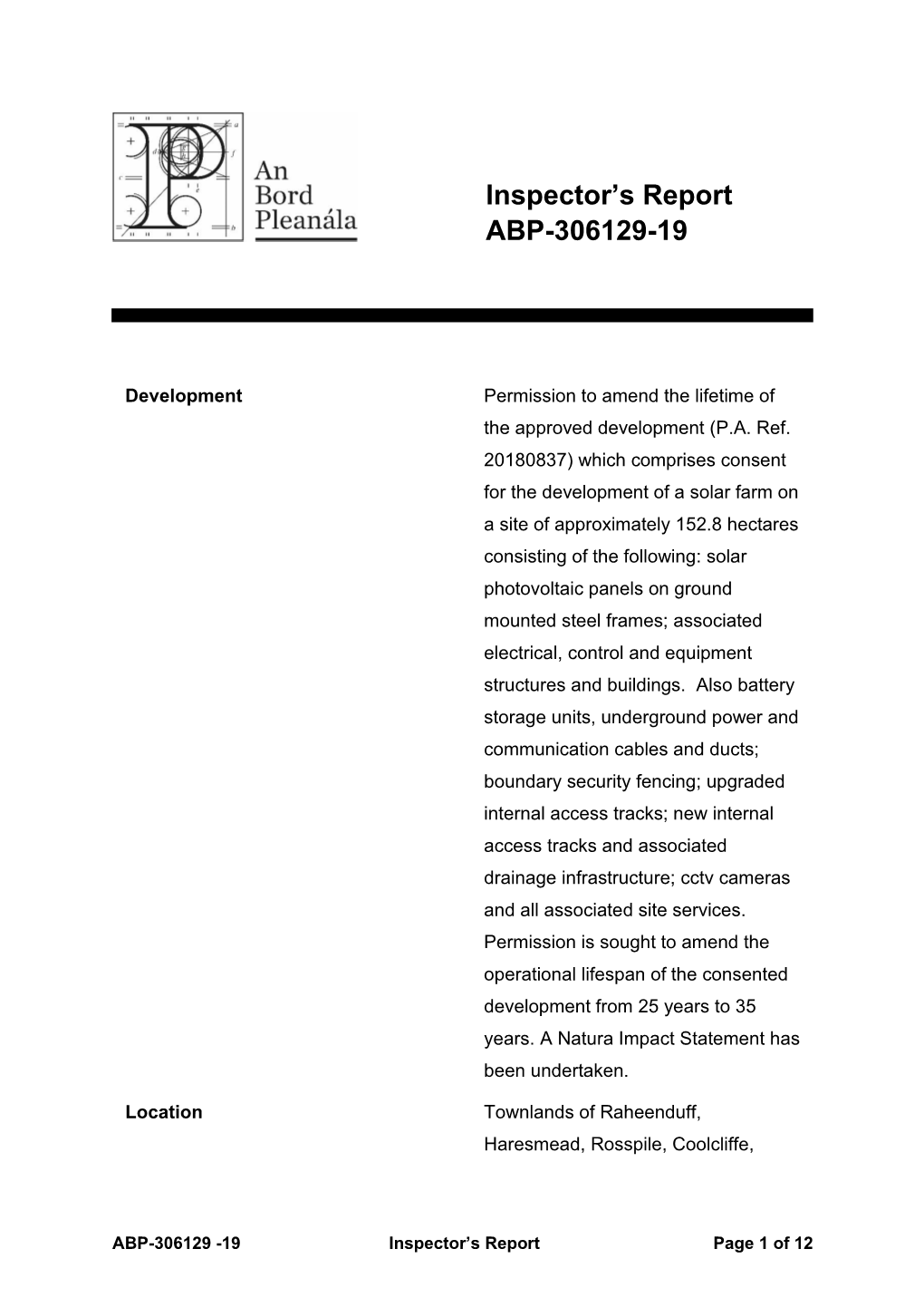 Inspector's Report ABP-306129-19