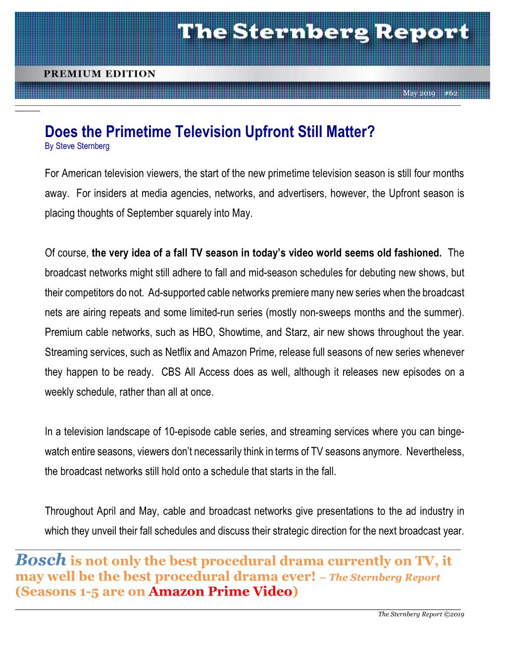 Does the Primetime Television Upfront Still Matter? by Steve Sternberg