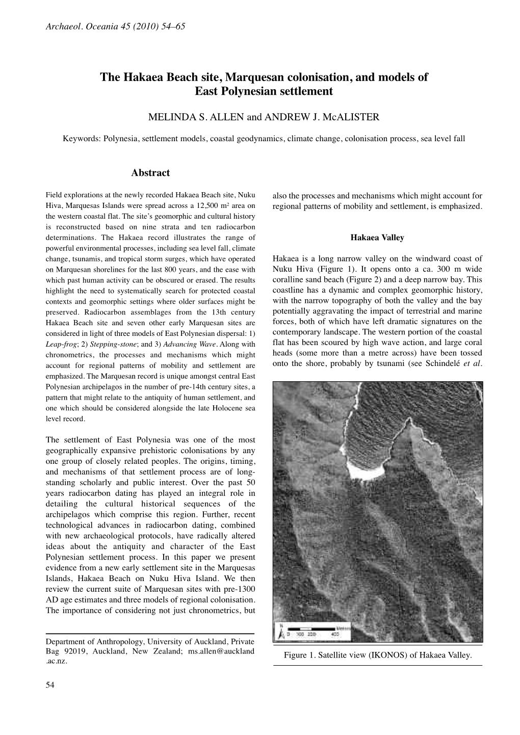 The Hakaea Beach Site, Marquesan Colonisation, and Models of East Polynesian Settlement