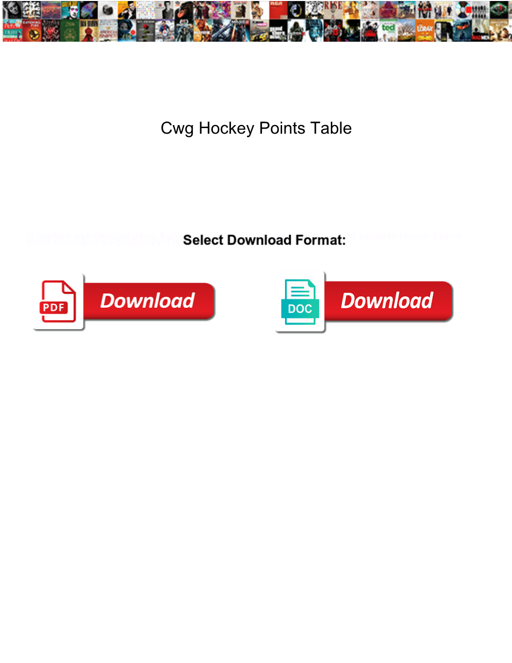 Cwg Hockey Points Table