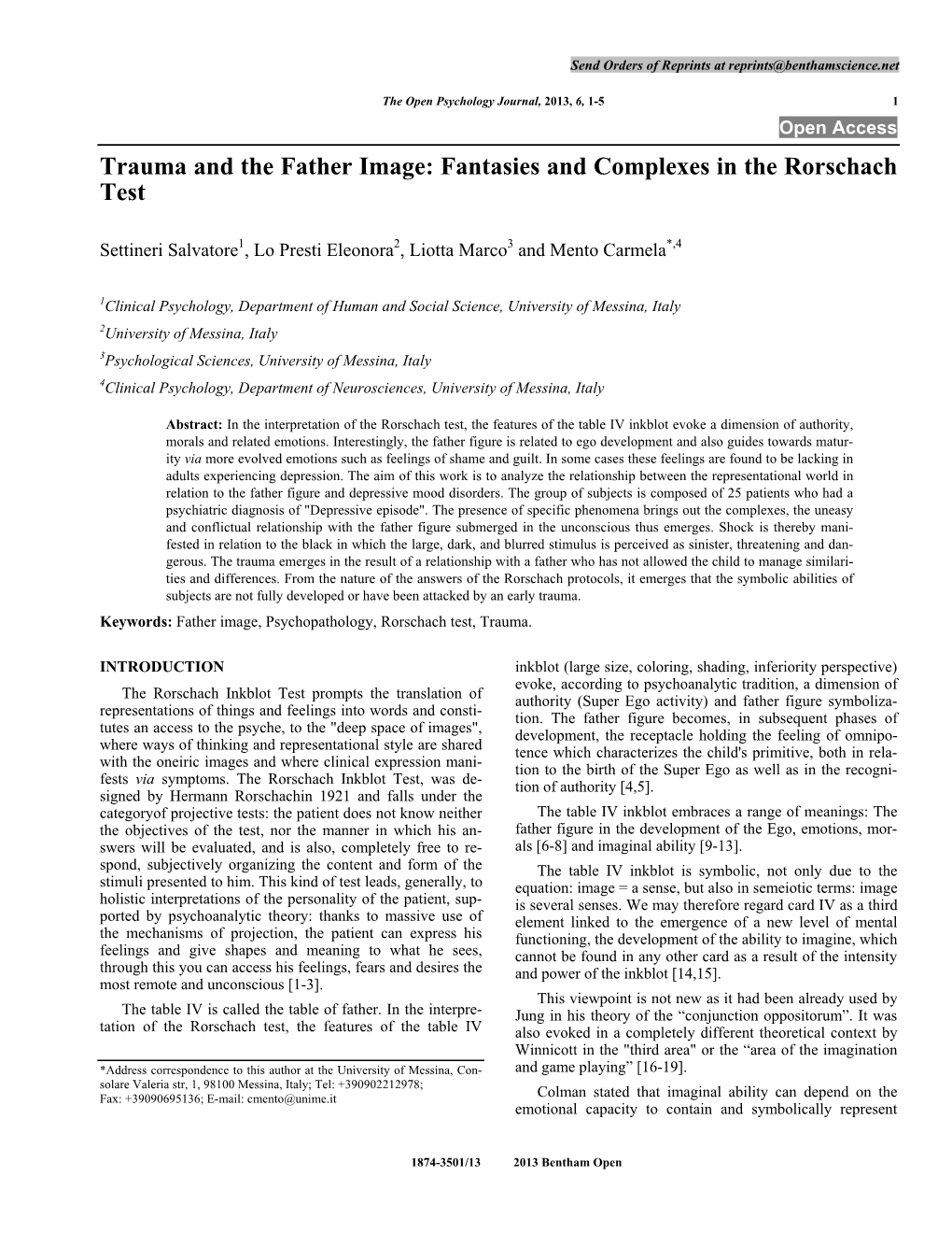 Fantasies and Complexes in the Rorschach Test