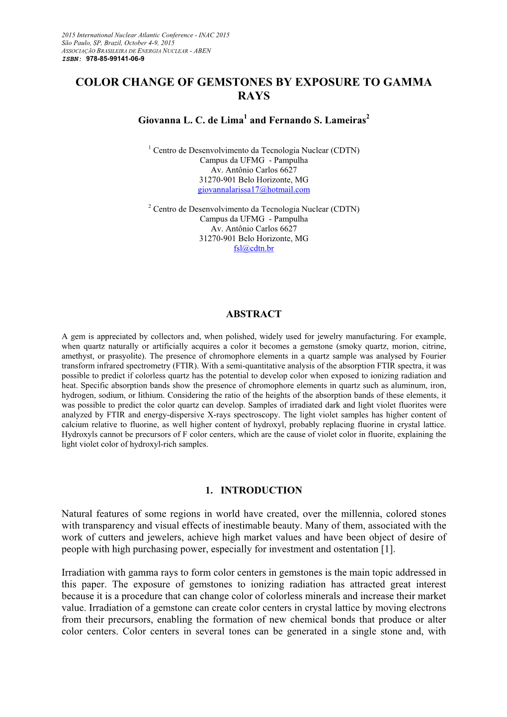 Color Change of Gemstones by Exposure to Gamma Rays