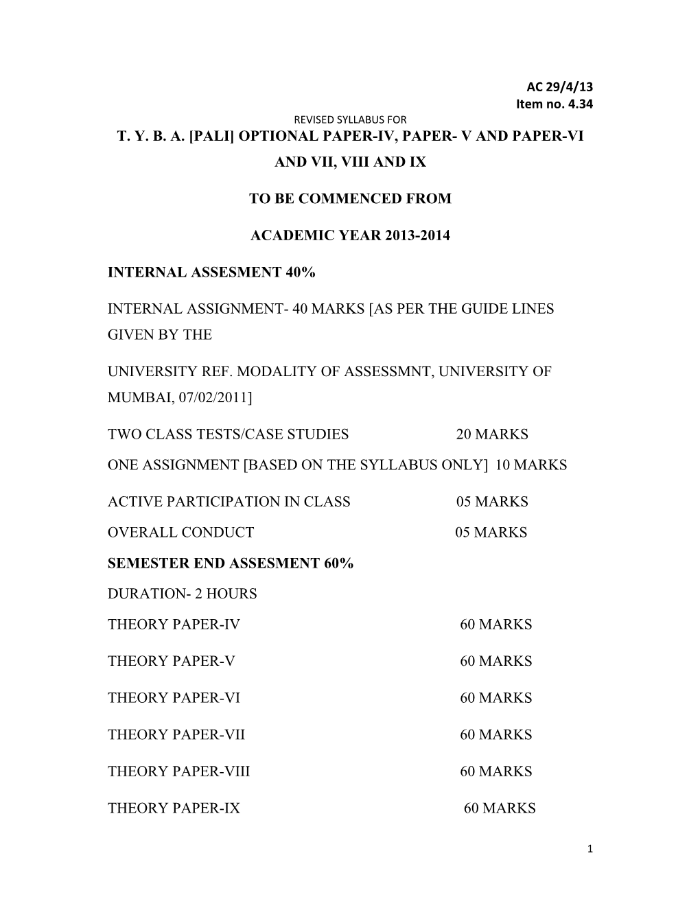 Pali] Optional Paper-Iv, Paper- V and Paper-Vi and Vii, Viii and Ix