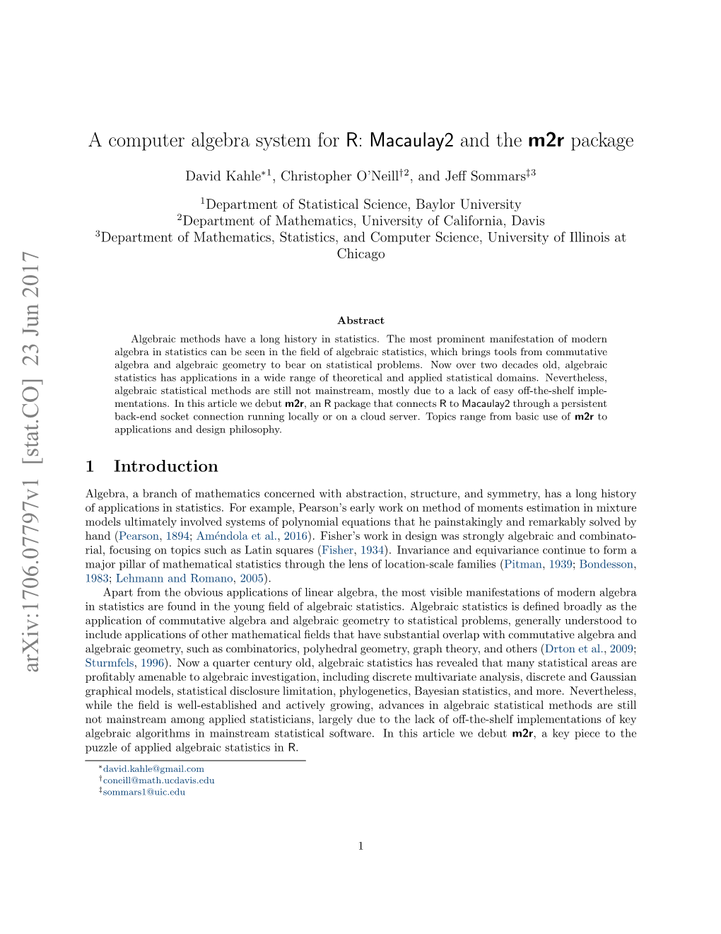 A Computer Algebra System for R: Macaulay2 and the M2r Package