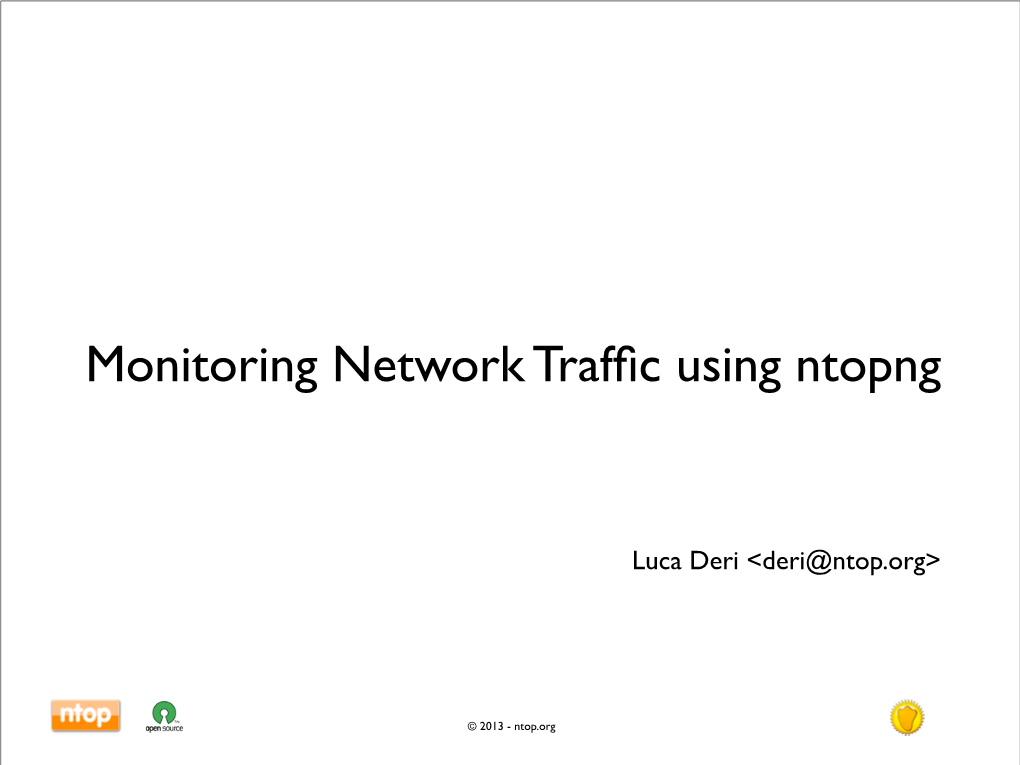 Monitoring Network Traffic Using Ntopng