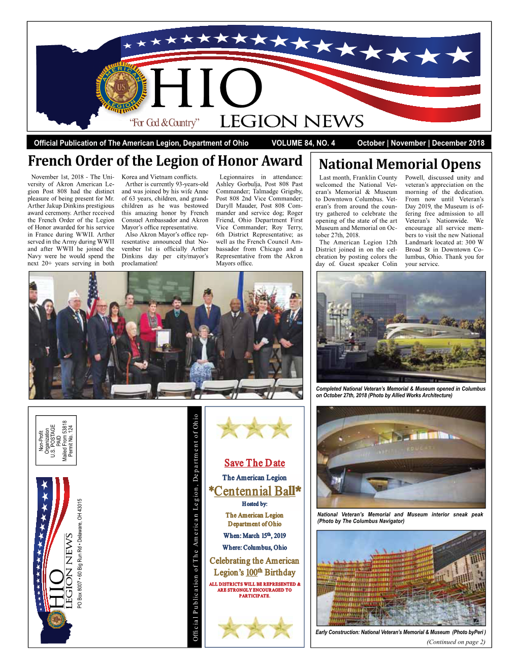 LEGION NEWS French Order of the Legion of Honor Award