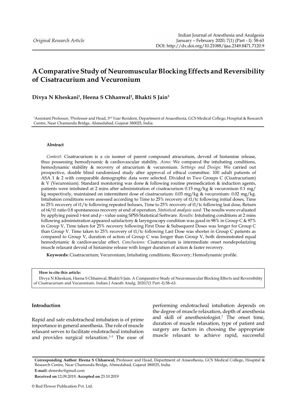 A Comparative Study of Neuromuscular Blocking Effects