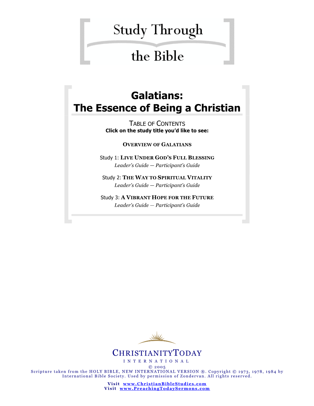 Galatians: the Essence of Being a Christian - Study 1