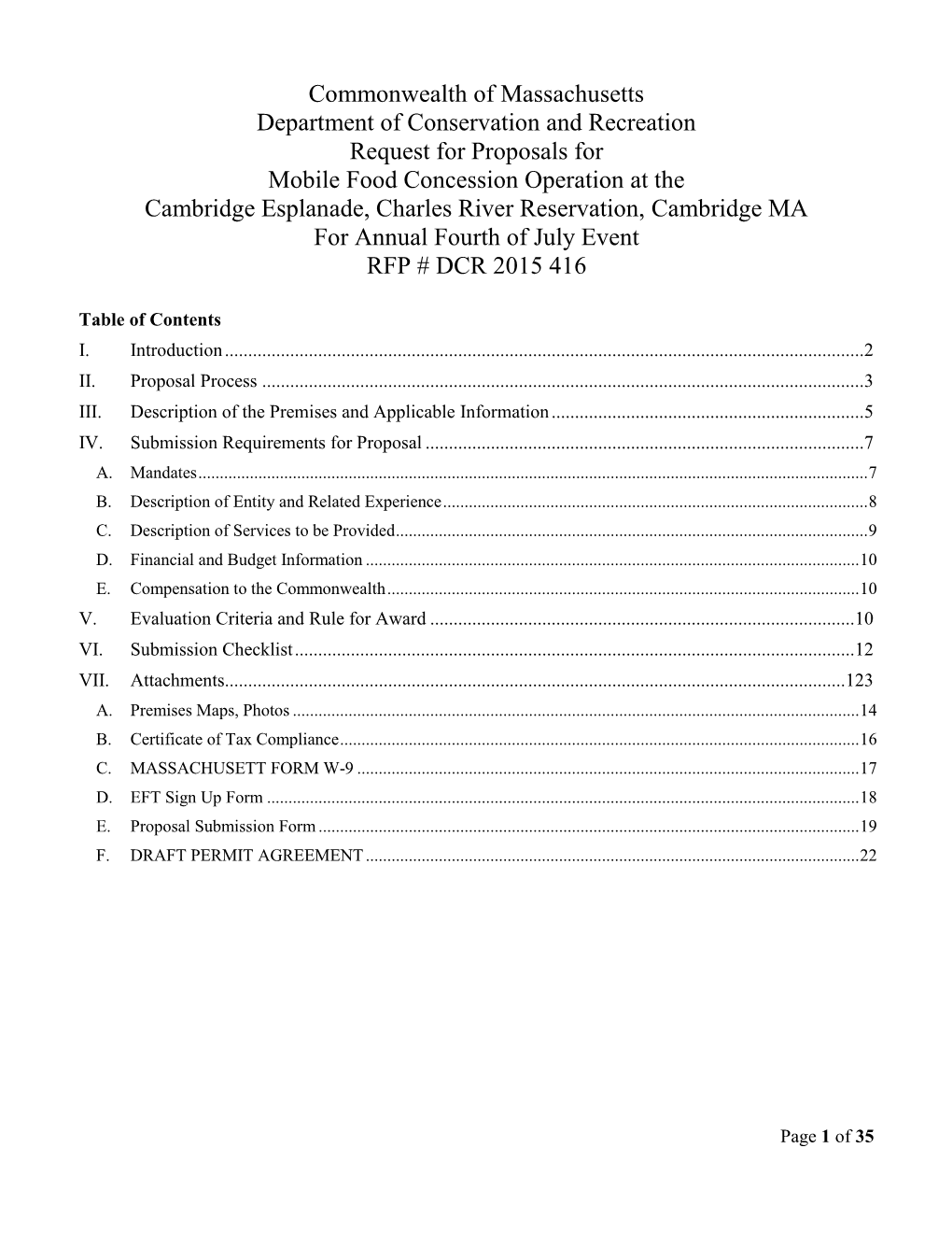 Commonwealth of Massachusetts Department of Conservation And