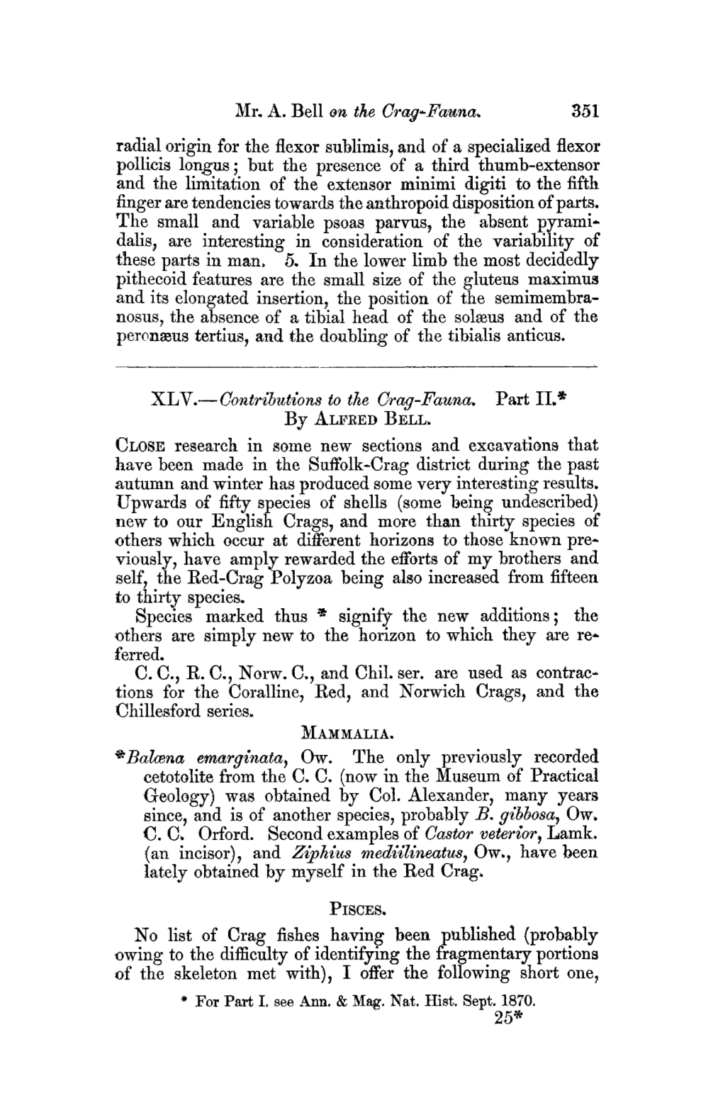 Mr. A. Bell on the Crag-Fauna. (An Incisor)~ and Zfth~Us Medfilineatus