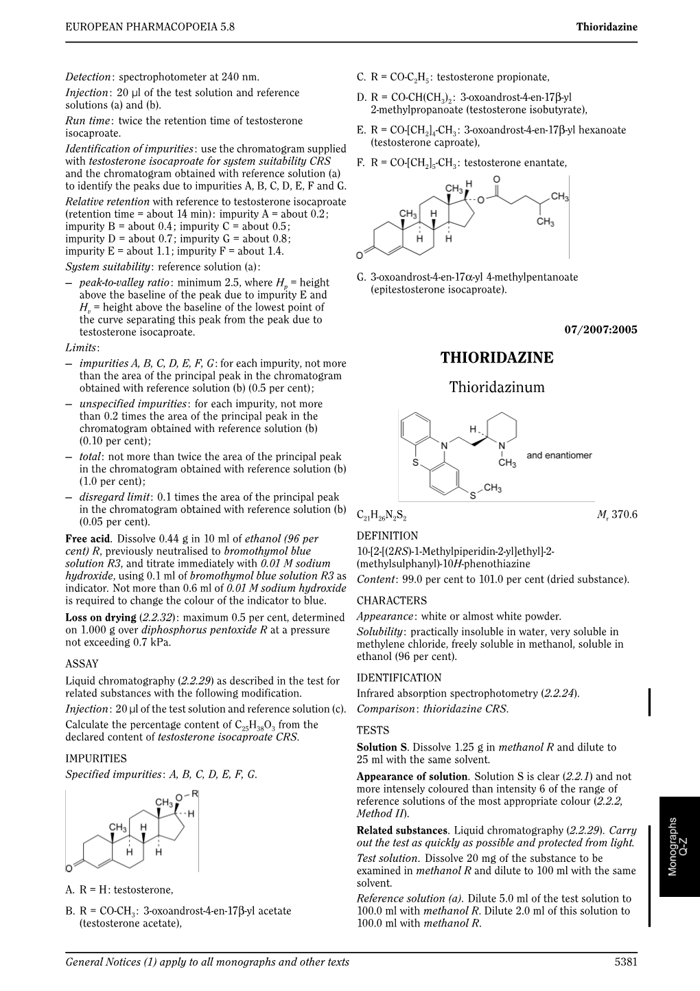 THIORIDAZINE Thioridazinum