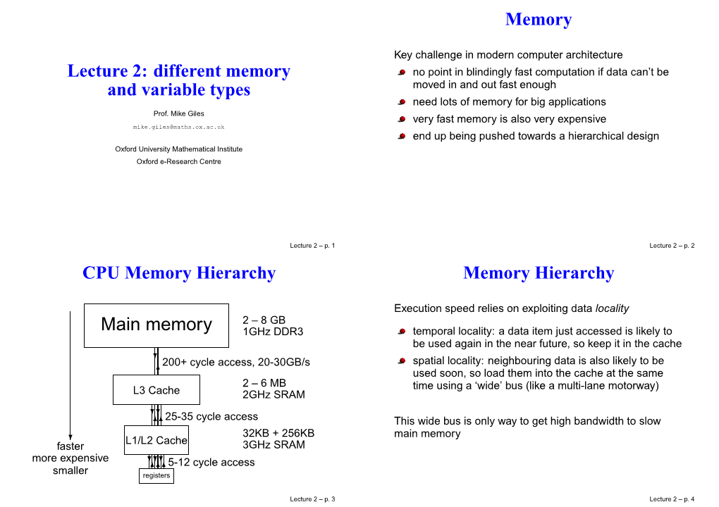 Memory Hierarchy Memory Hierarchy