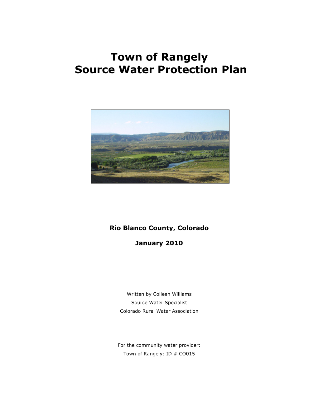 Town of Rangely Source Water Protection Plan
